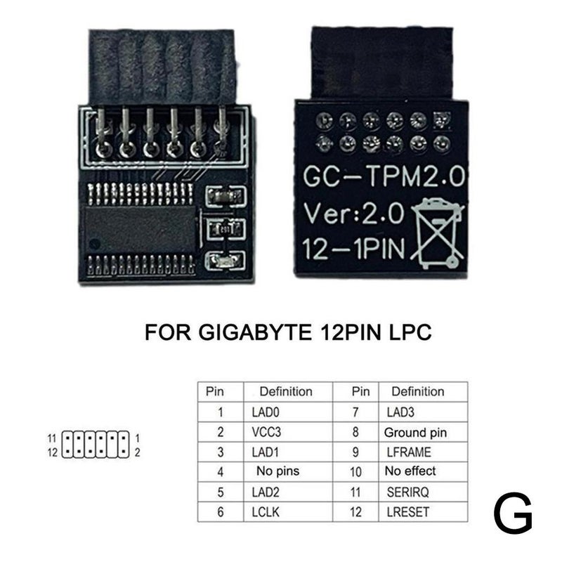 TPM2.0 security module supports multiple motherboard brands (12, 14, 18, 20-1 pins).